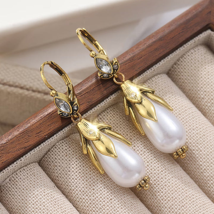 Orecchini Vintage Botanici con Perle