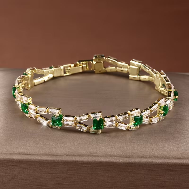 Bracciale Tennis Verde Link | Oro