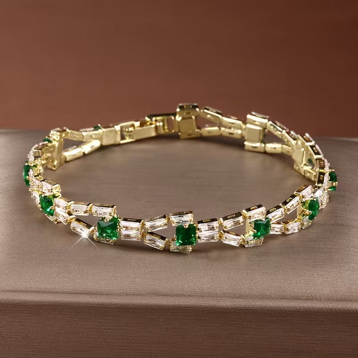 Bracciale Tennis Verde Link | Oro
