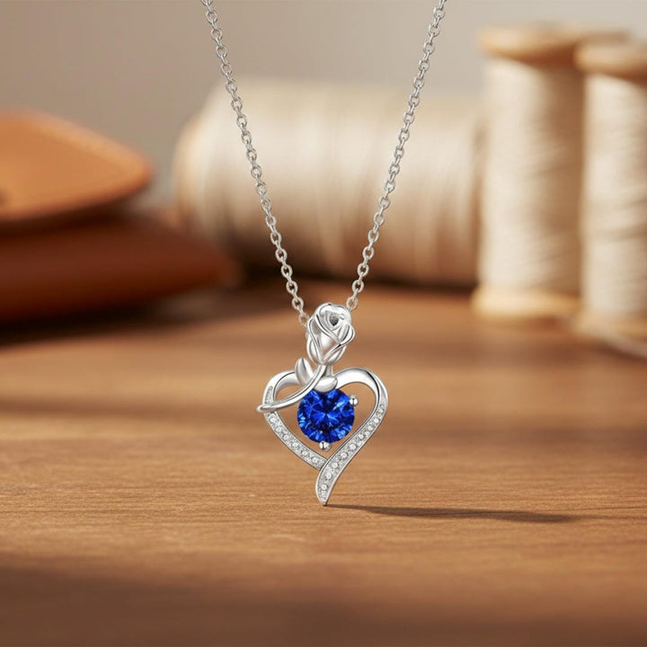 Collana a Cuore di Rosa Pietra Blu