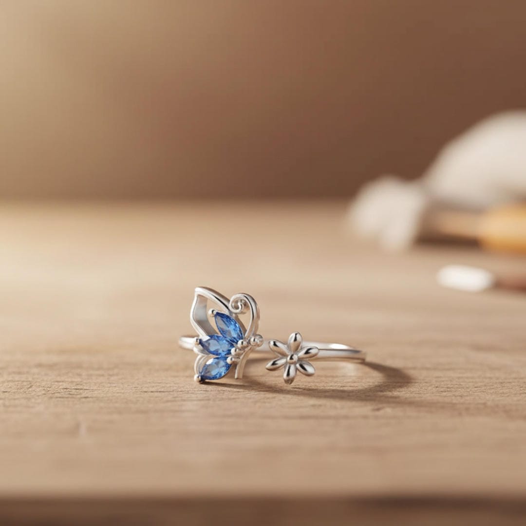 Anello Farfalla in Pietra Blu