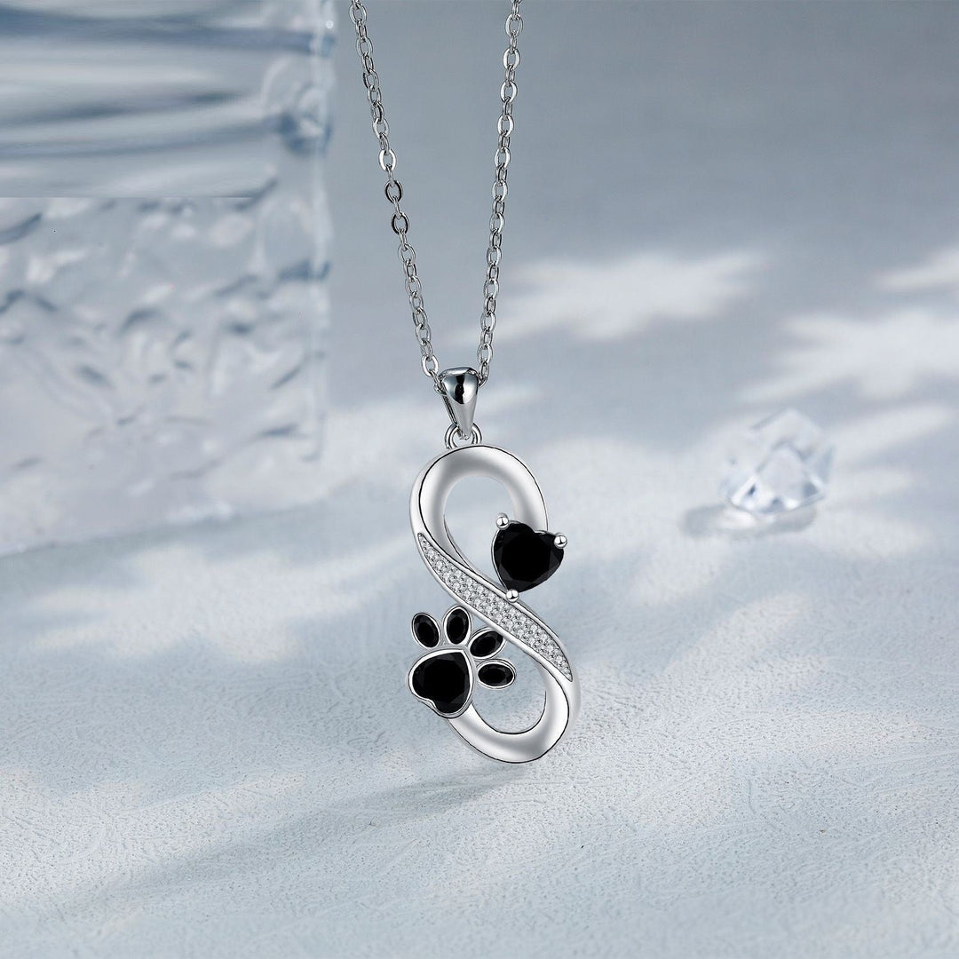 Collana Simbolo Infinito con Cuori e Impronta di Zampa