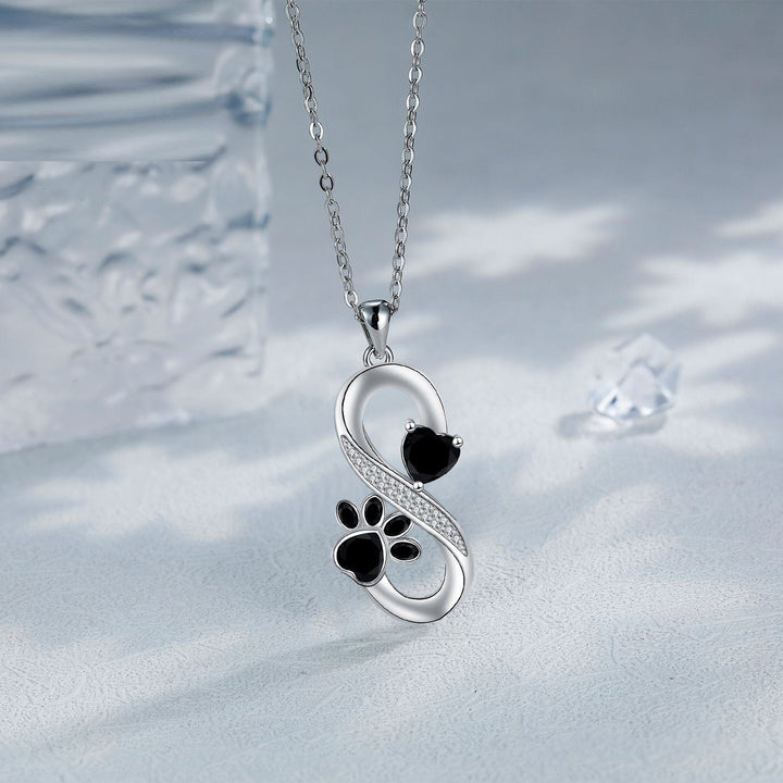 Collana Simbolo Infinito con Cuori e Impronta di Zampa