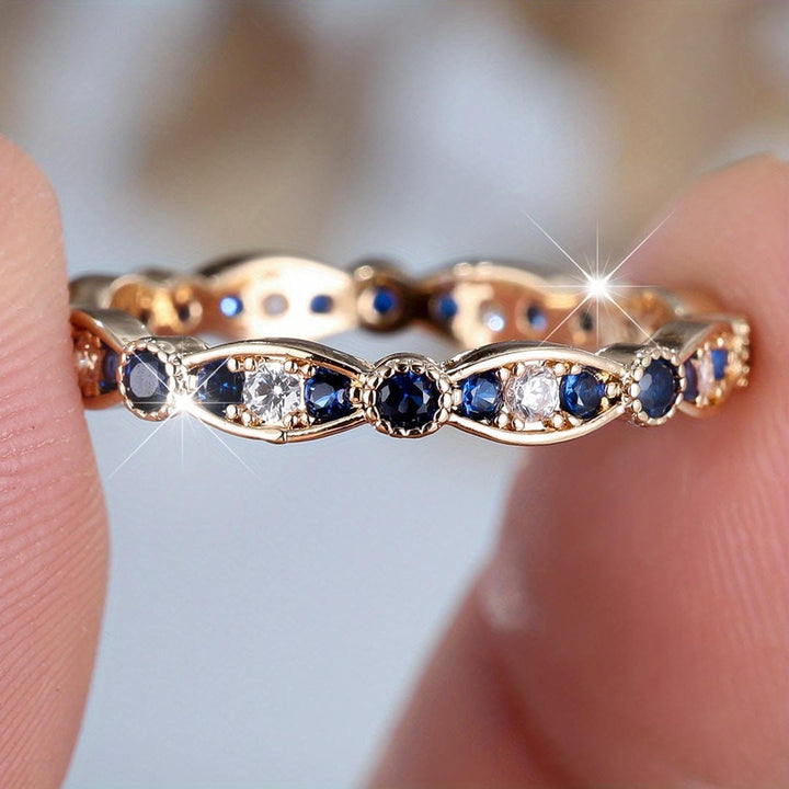 Anello Band con Costellazione di Zaffiri a Mezzanotte