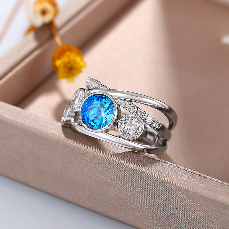 Anello Dichiarativo in Pietra Blu Argento