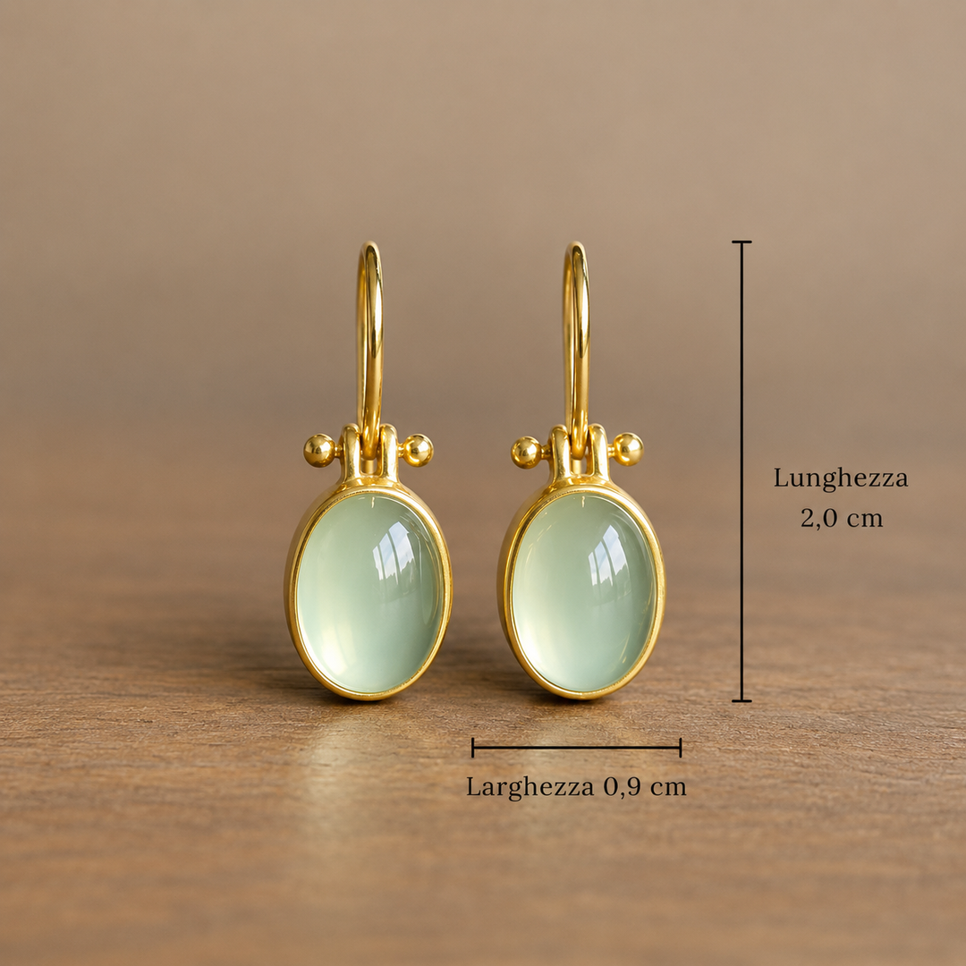Orecchini Vintage in Pietra Lunare Verde