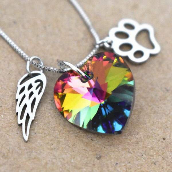 Collana Memoriale Arcobaleno con Ciondolo a Cuore