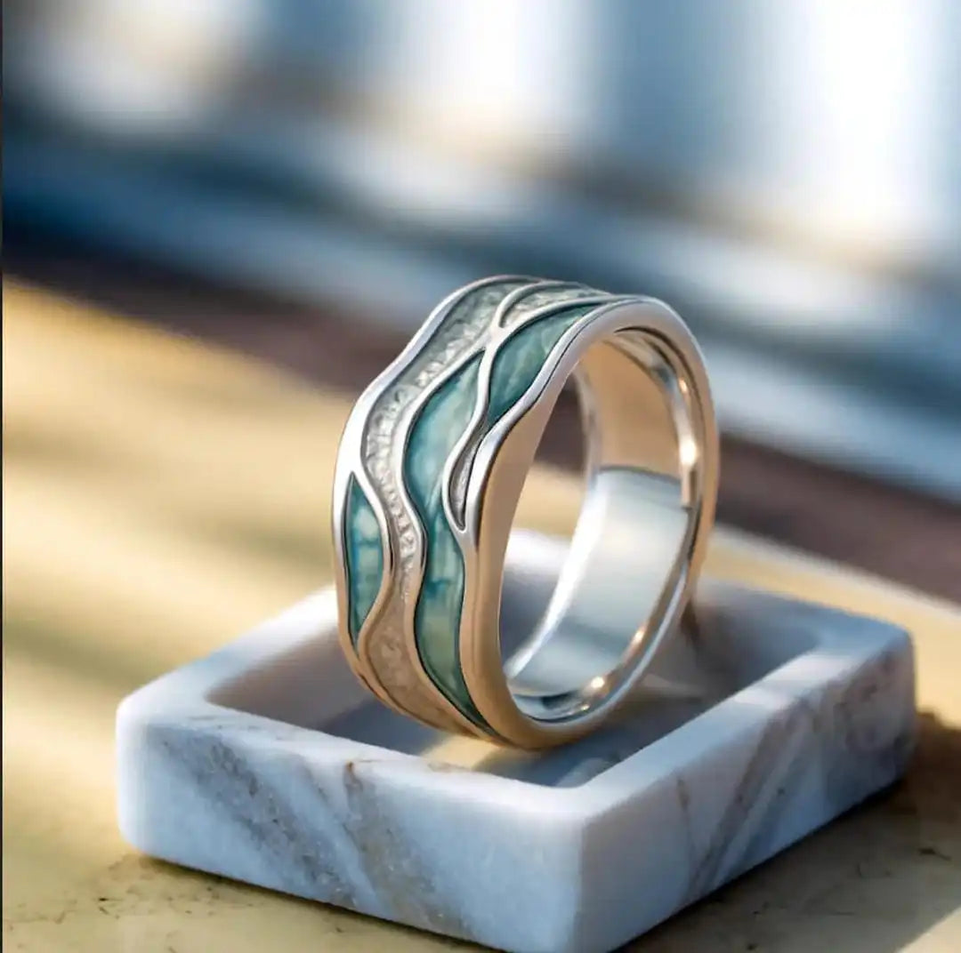 Anello Ripple Seasilver Turchese