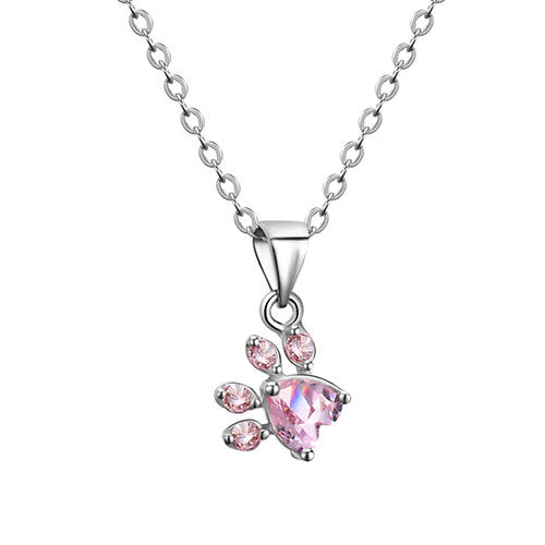 Set di Gioielli con Zampa color oro Rosa – 4 Pezzi con Cuore in Zirconia (Anello, Collana, Orecchini, Bracciale)