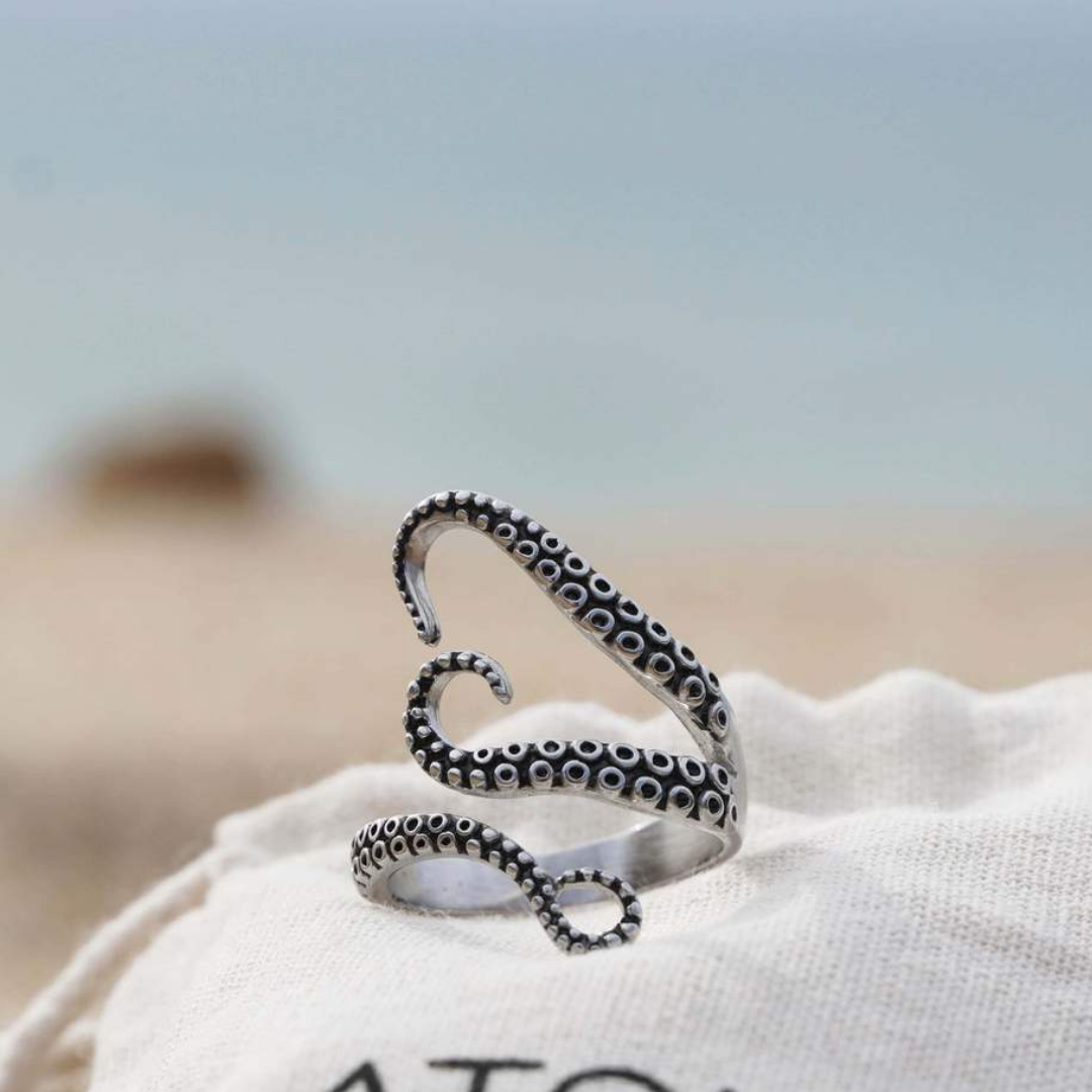 Anello Regolabile color argento con Tentacoli