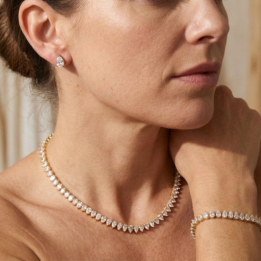 Splendido Set Completo da Sposa in Zirconia Cubica Trasparente