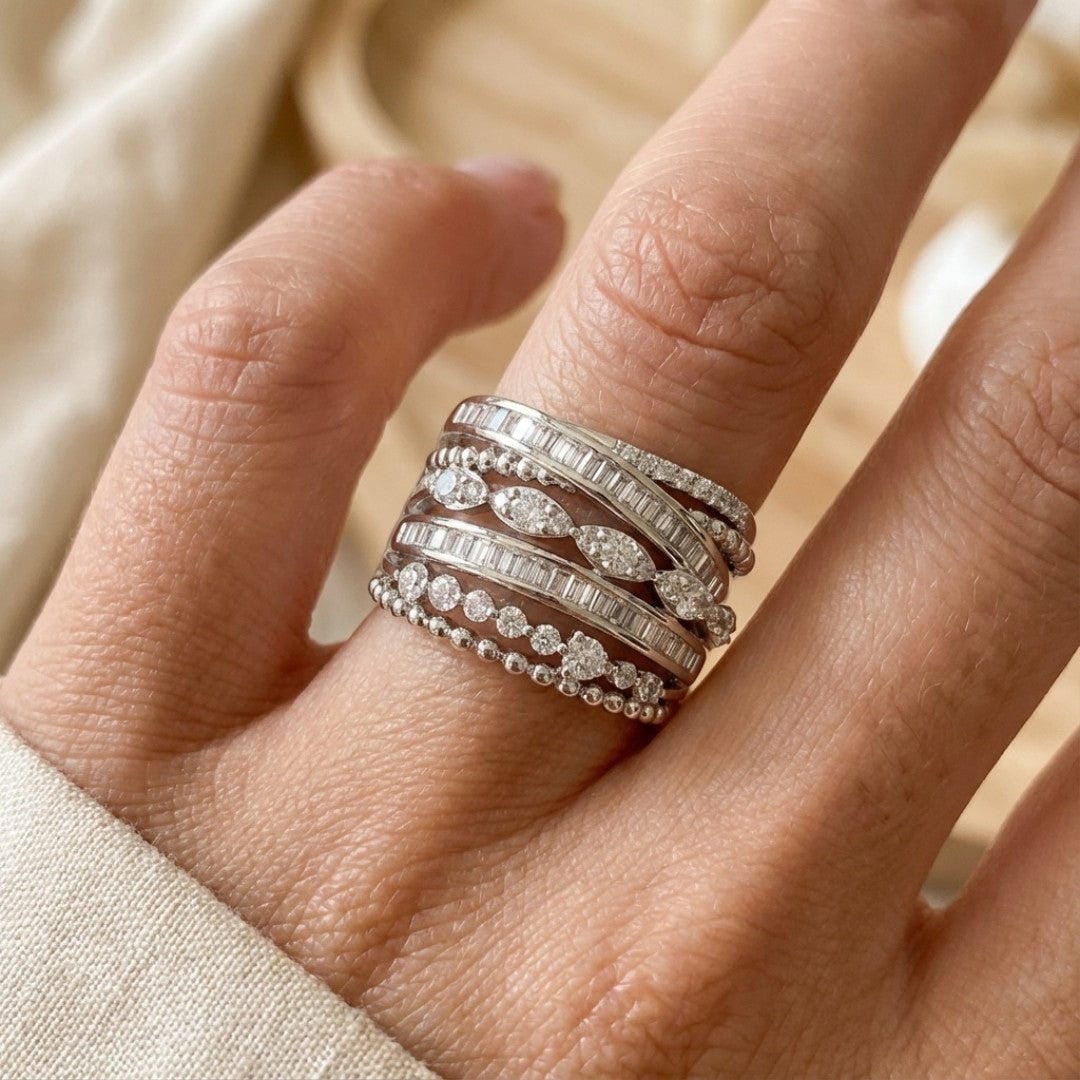Anello in Argento con Zirconia Stratificata Vintage