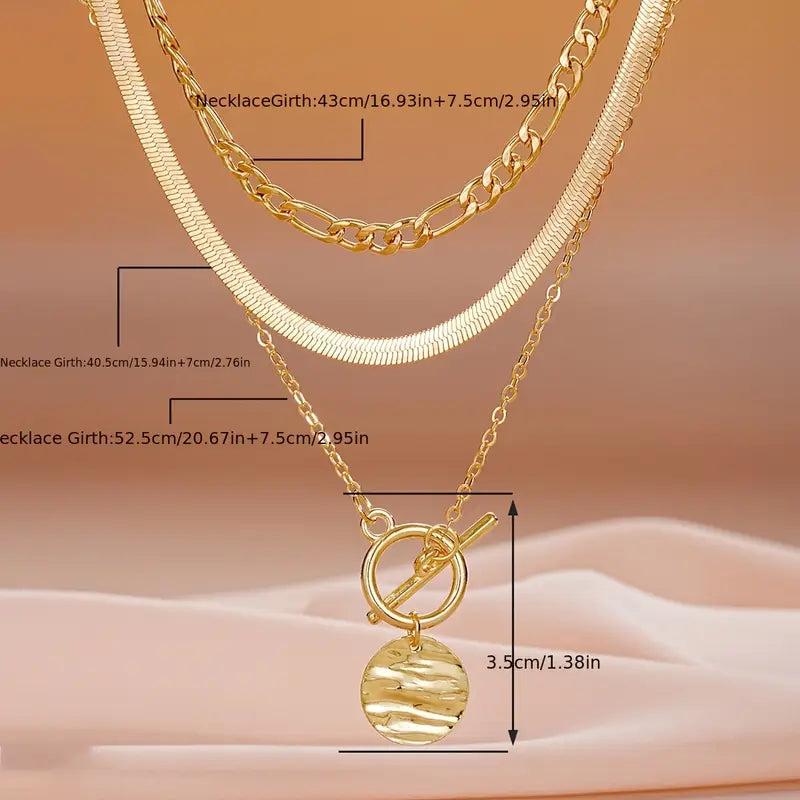 Collana a strati con moneta testurizzata Savira | Oro