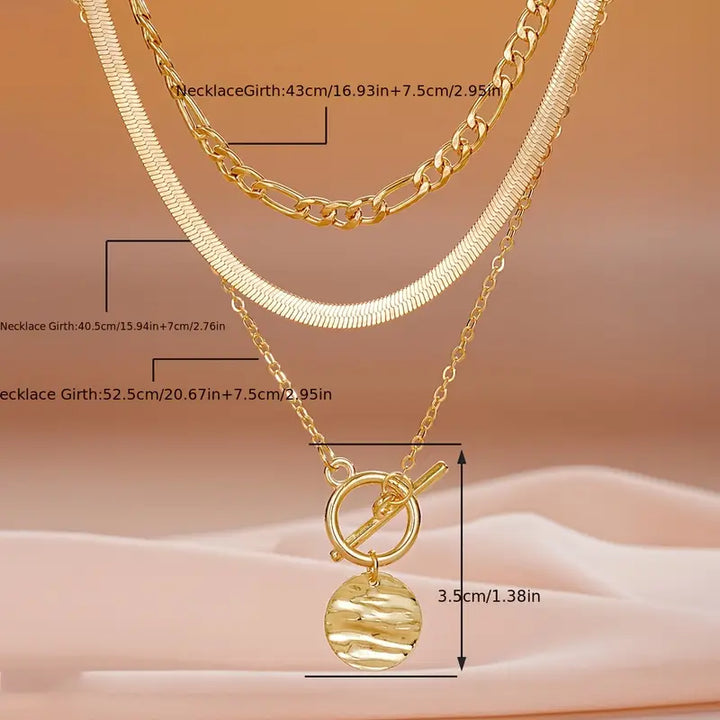 Collana a strati con moneta testurizzata Savira | Oro