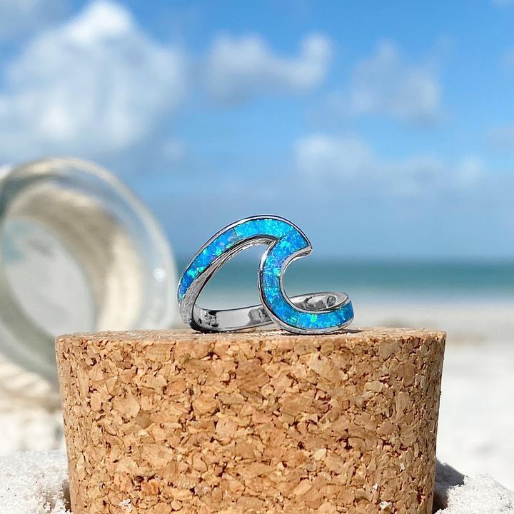 Anello Onda del Mare in Opale e color argento