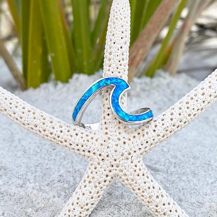 Anello Onde del Mare in Opale e color argento