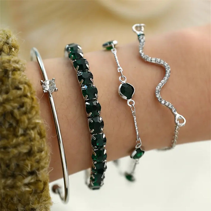 Set di Bracciali Pietra Verde Puro | Oro