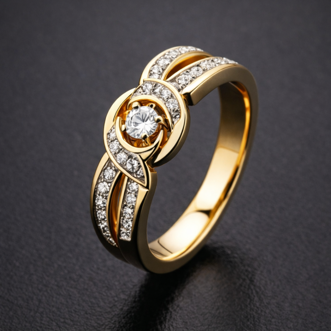 Anello di Cristallo d'Infinito Dorato