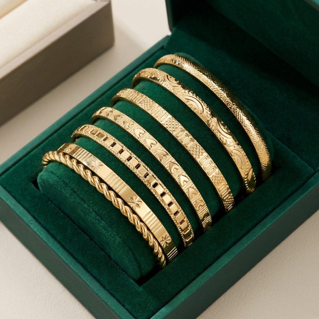 Set di Bracciali a Bangle Aperto color oro