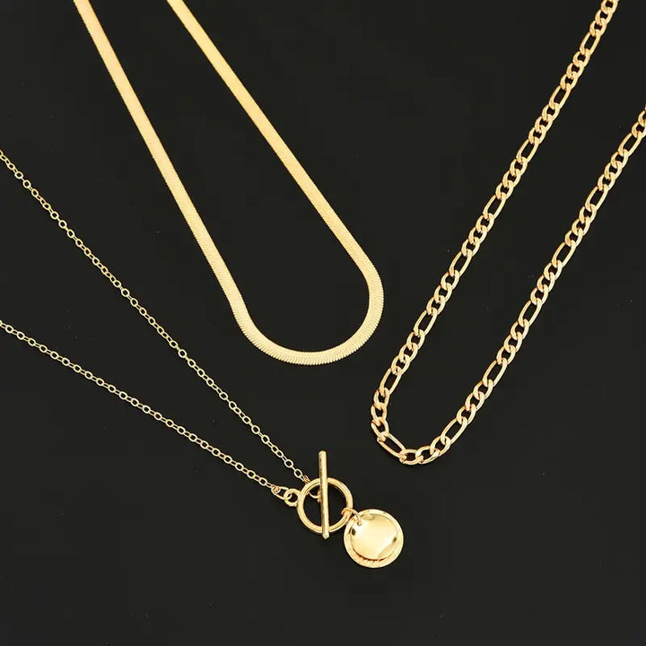 Collana a strati con moneta testurizzata Savira | Oro