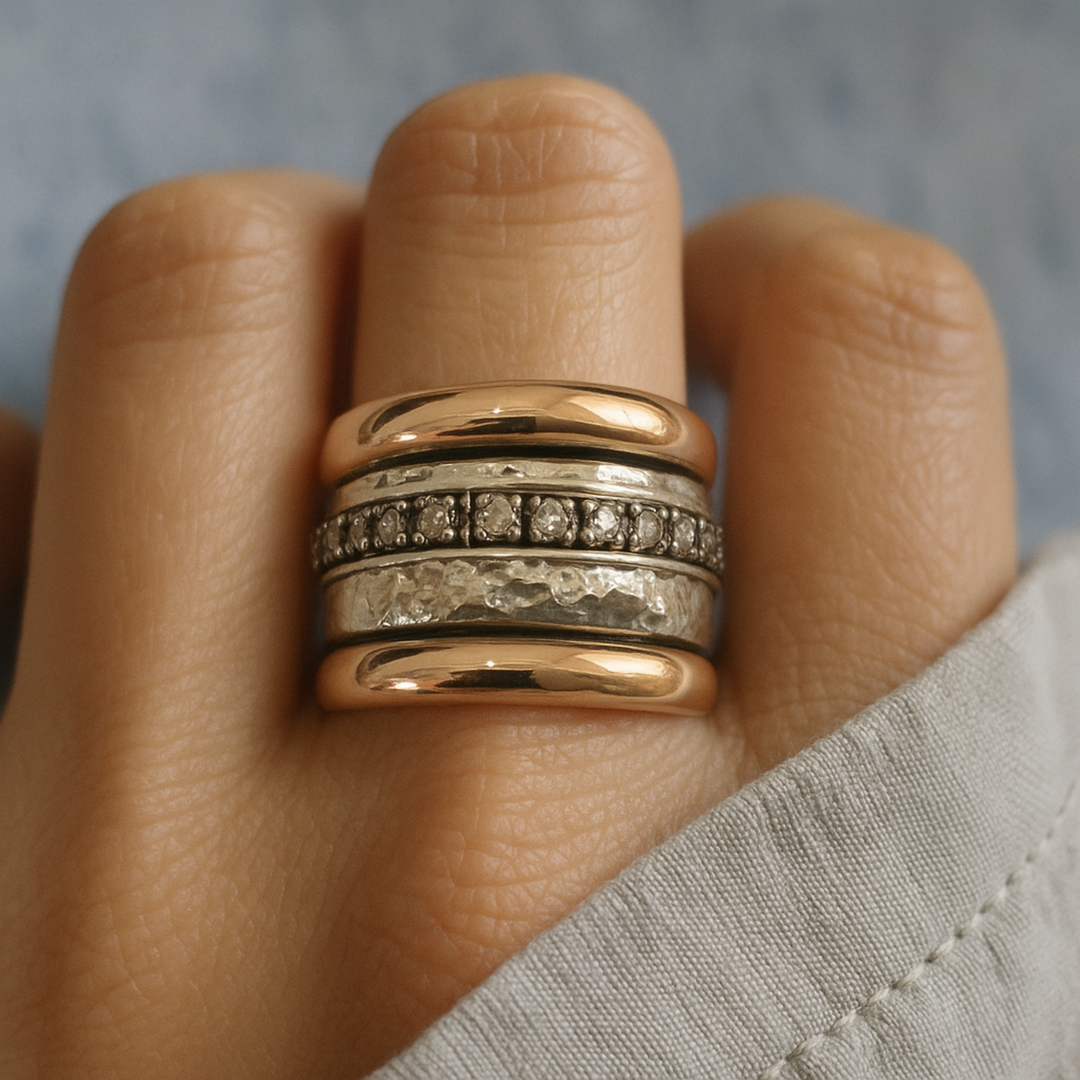 Anello Vintage Spesso color oro e color argento