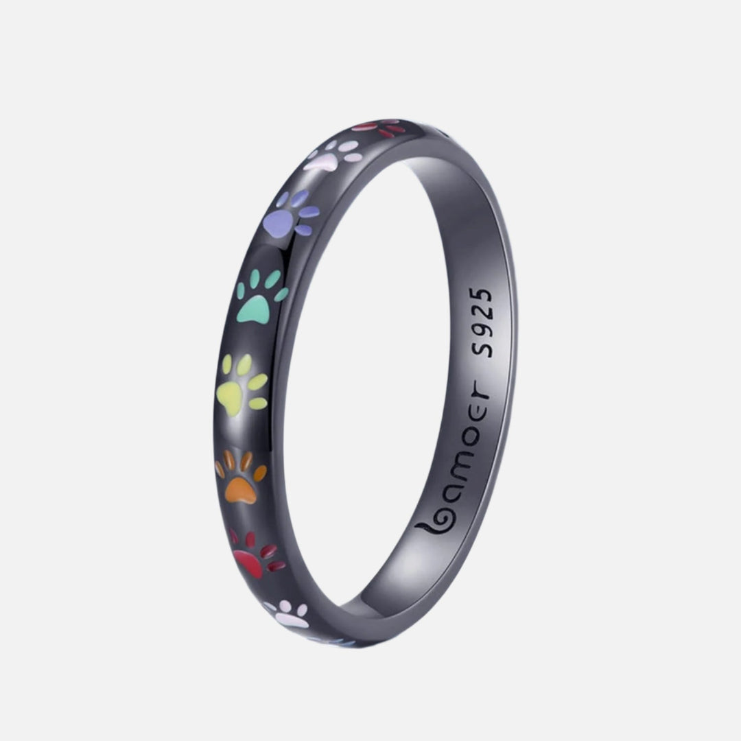 Anello color argento con Design di Zampa