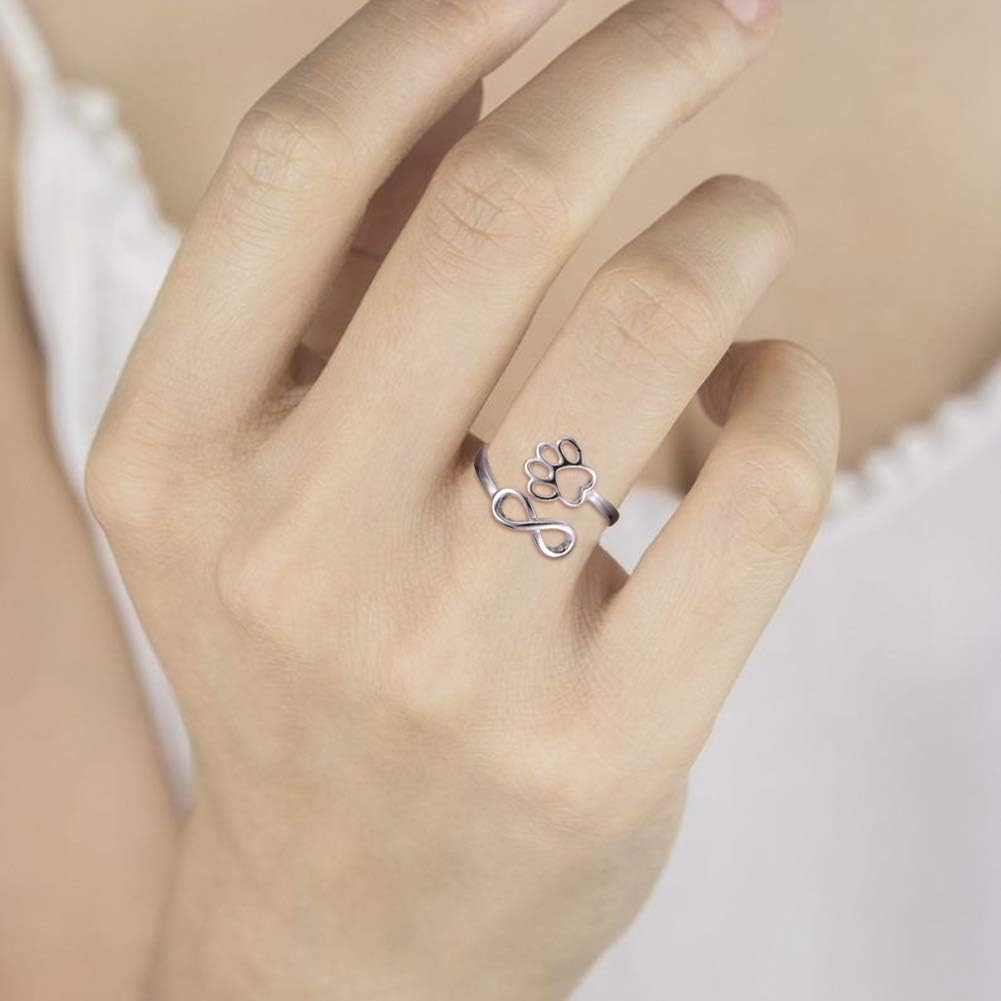 Anello Artigianale a Forma di Zampa e Cuore – Regolabile color argento