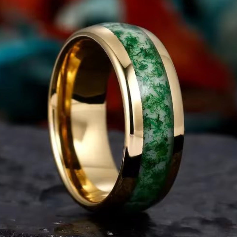 Anello con Inlay in Oro Verde Scuro