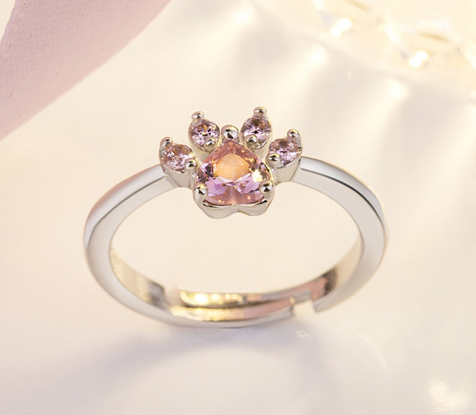 Set di Gioielli con Zampa color oro Rosa – 4 Pezzi con Cuore in Zirconia (Anello, Collana, Orecchini, Bracciale)