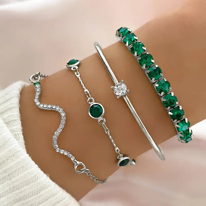 Set di Bracciali Pietra Verde Puro | Oro