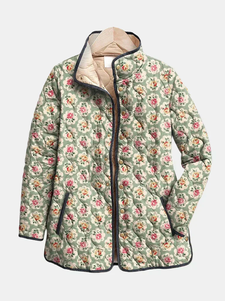 Aveline | Giacca Trapuntata con Stampa Artistica Floreale Vintage