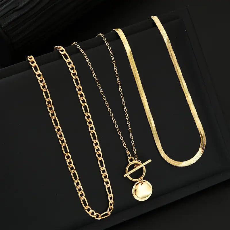 Collana a strati con moneta testurizzata Savira | Oro