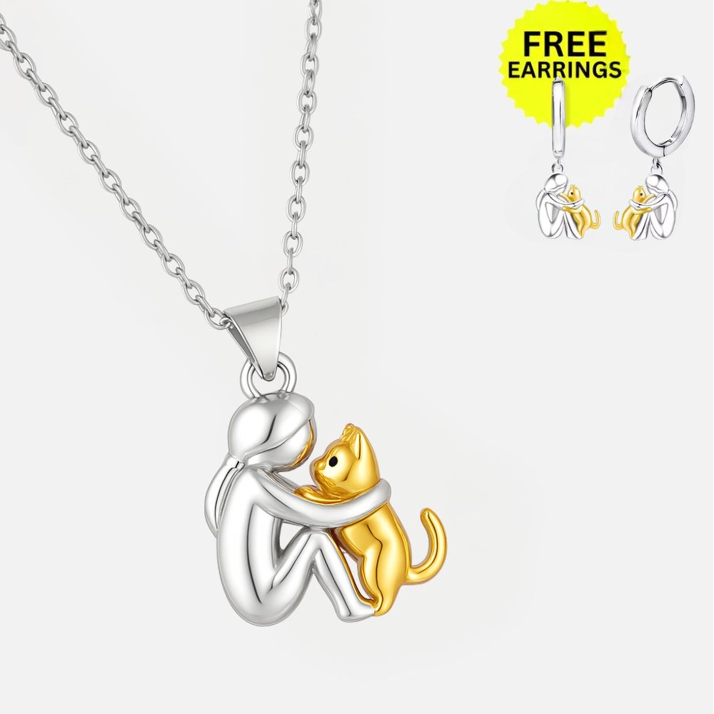 Collana con Ciondolo a Forma di Gatto con Orecchini in Omaggio – Offerta a Tempo Limitato
