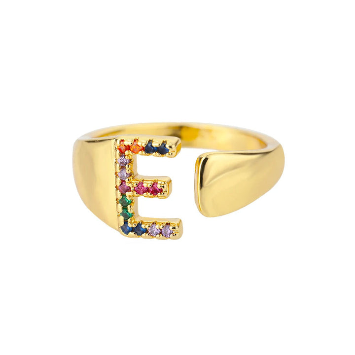 Anello color oro con Lettera Personalizzata (Regolabile)