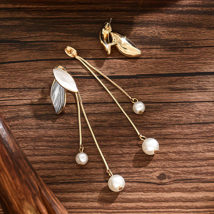 Orecchini Lungo Foglia di Perla