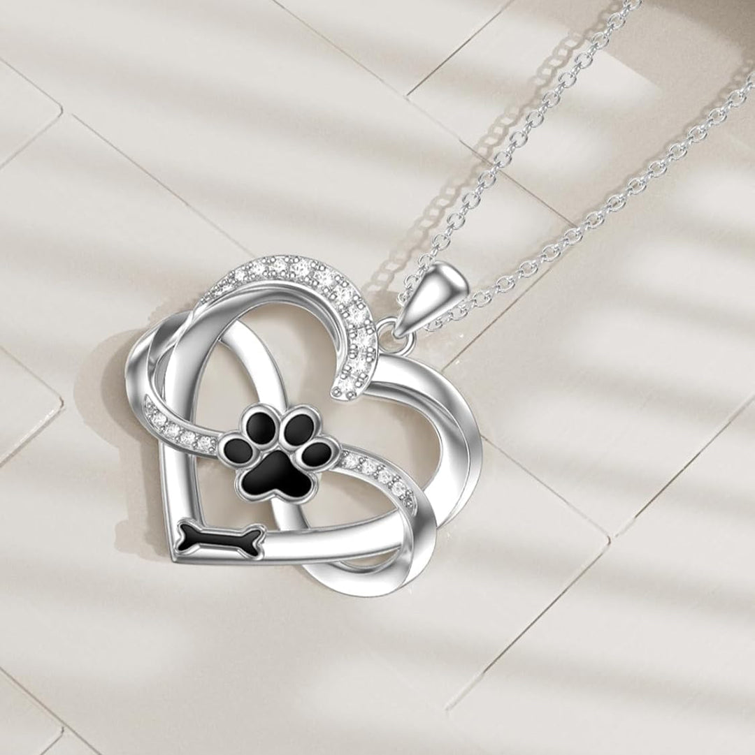 Collana Infinity a Cuore e Zampa color argento con Zirconia