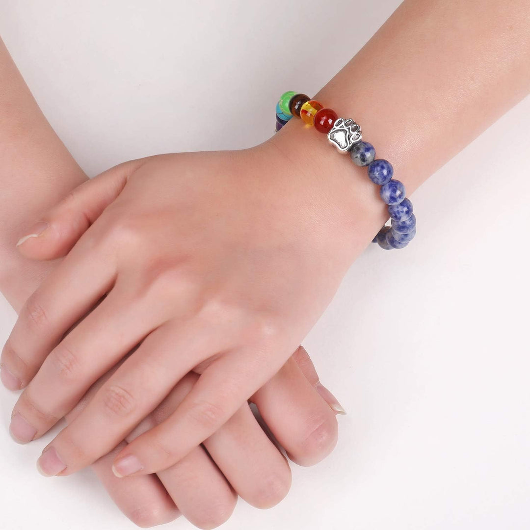 Bracciale Memoriale Ponte Arcobaleno – Regalo con 7 Perle Chakra per la Perdita di un Animale