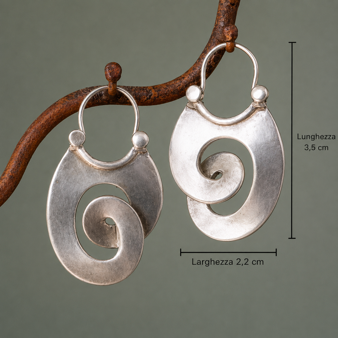 Orecchini a spirale color argento vintage