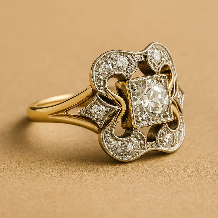 Anello Vintage in Zirconia Oro