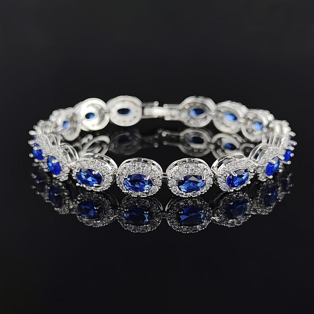 Bracciale Ovale Vintage in Pietra Blu di Joan