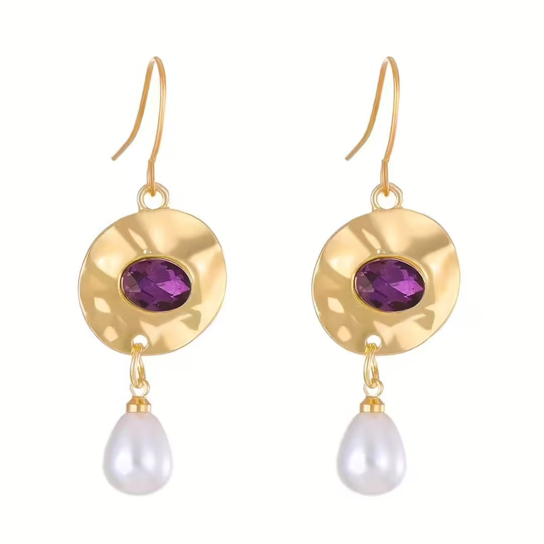 Orecchini in Perla con Zirconia Viola