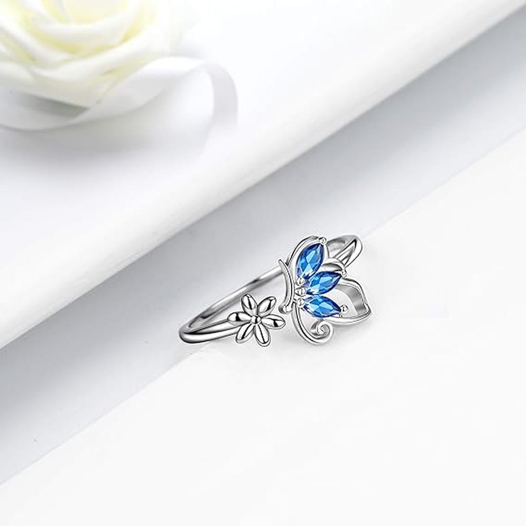 Anello Farfalla in Pietra Blu