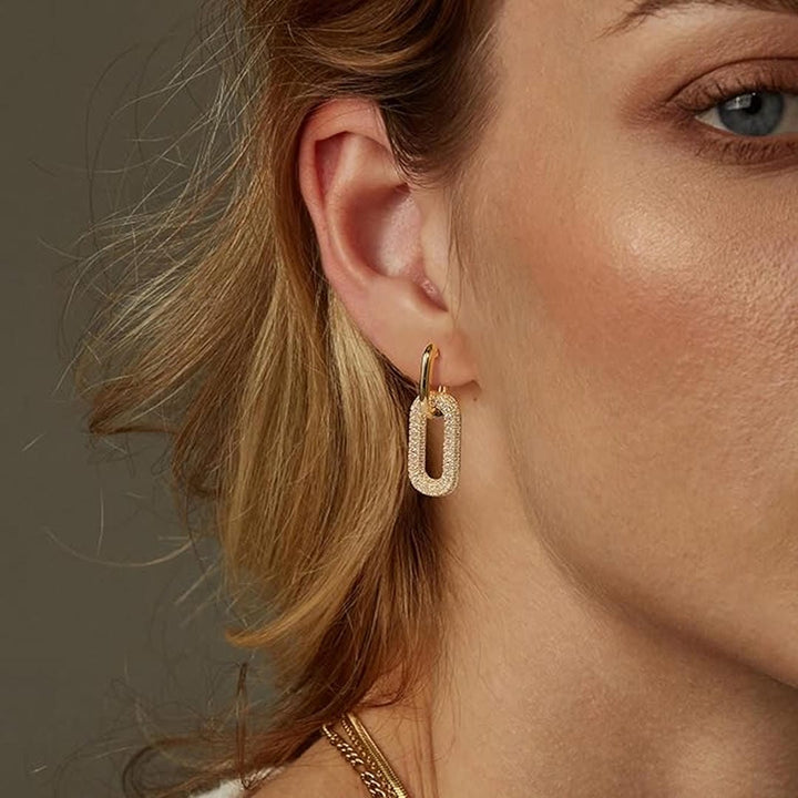 Orecchini Geometrici a Cerchio con Strass Retro