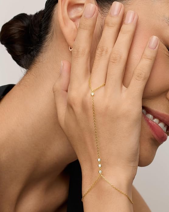 Bracciale a mano con perline | Oro