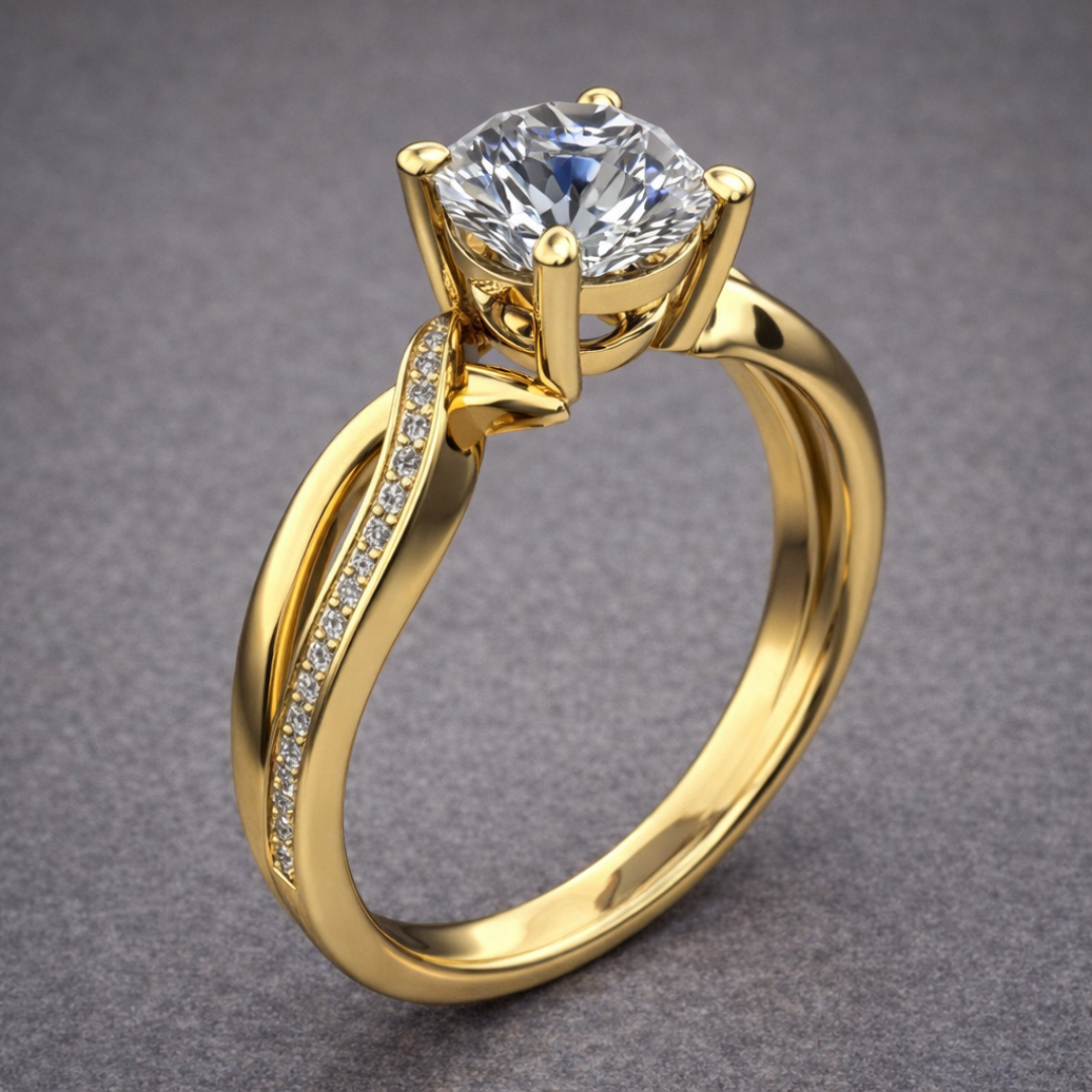 Anello Solitario in Oro Elegante