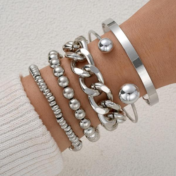 Set di 5 Bracciali Spessi Impilabili