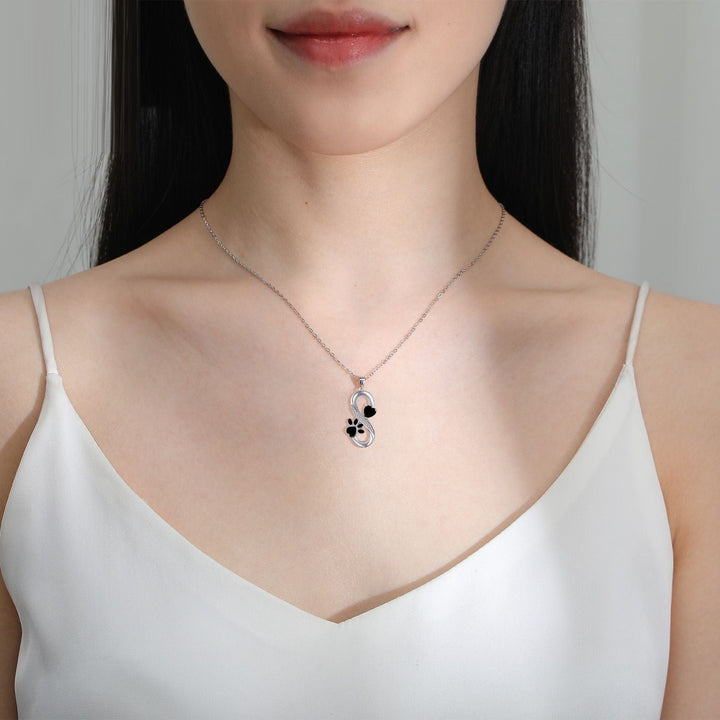 Collana Simbolo Infinito con Cuori e Impronta di Zampa