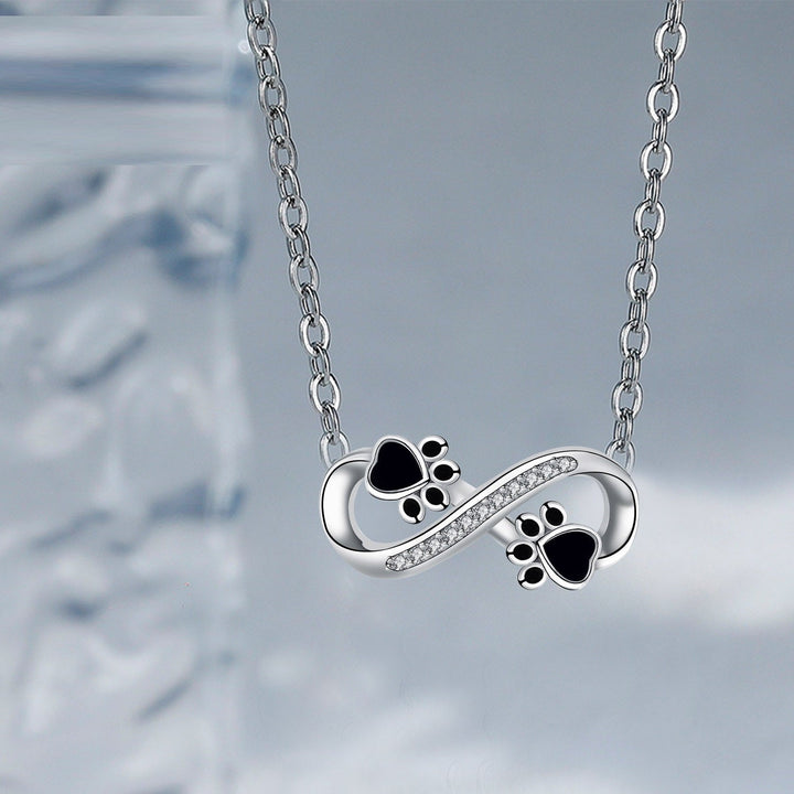 Collana con Stampa di Zampa Infinita con Zirconia