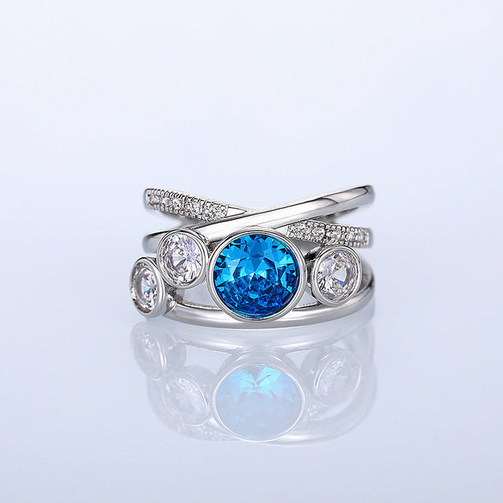 Anello Dichiarativo in Pietra Blu Argento