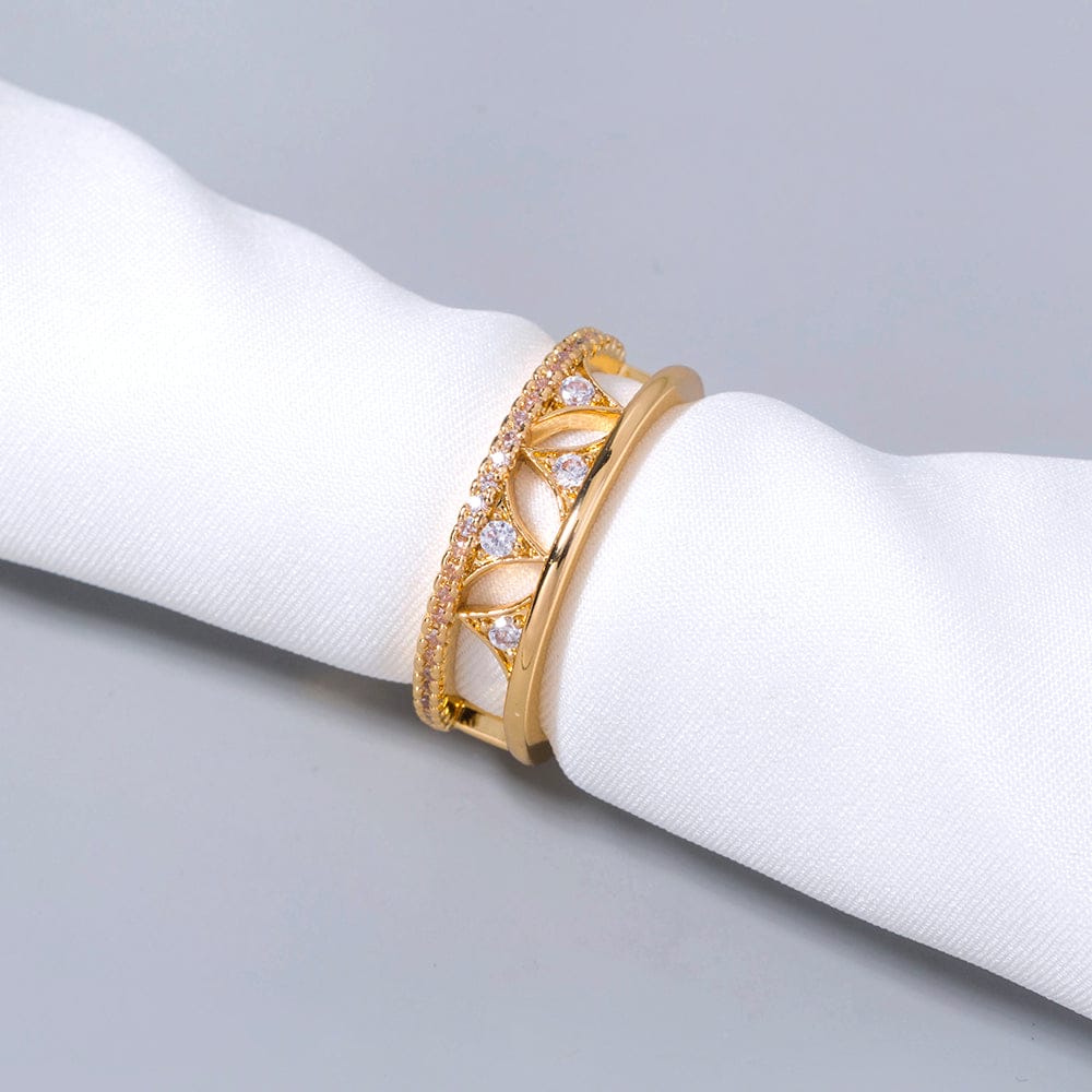 ANELLO color oro CON CORONA DI CRISTALLO - (REGOLABILE)